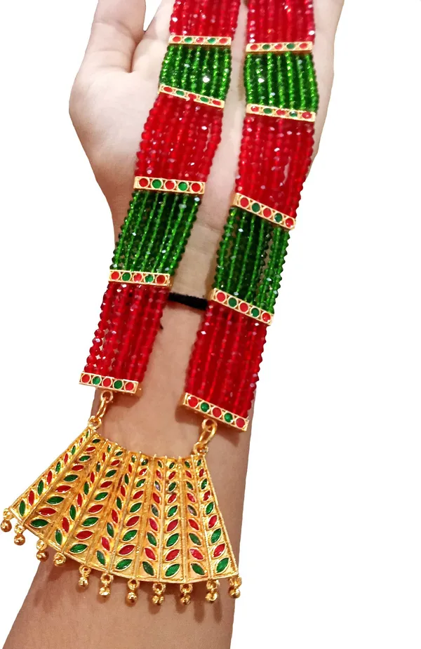 Assamese_Traditional_Red-Green_Colour_Tassel_Jewellery_Set_For_Women_&_Girl
